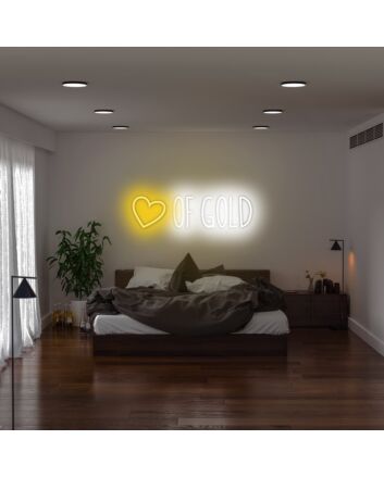 Heart Of Gold Neon Sign perfect for romantic and elegant decor