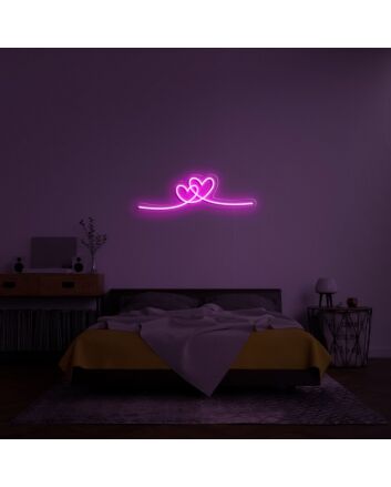 Double Heart Neon Sign for Romantic Decor