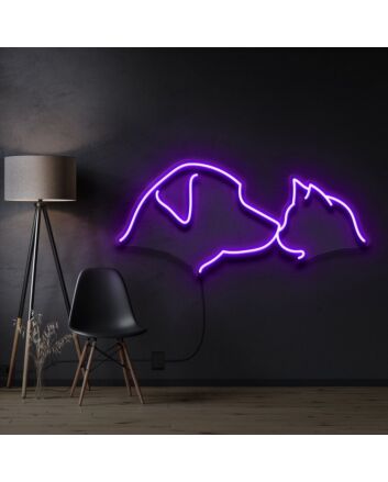 Dog Cat Neon Sign for Pet Lovers and Kids Rooms