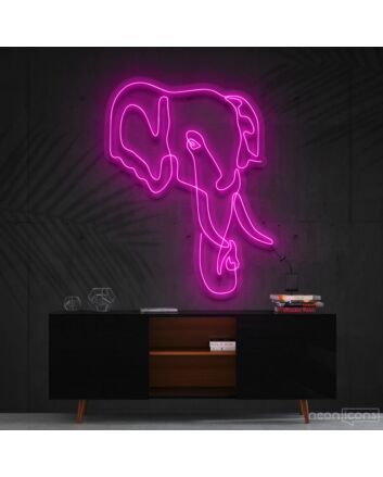Elephant Line Art Neon Sign for Nature and Animal Lovers