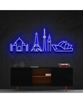 Iconic Monuments Neon Sign for Travel Lovers