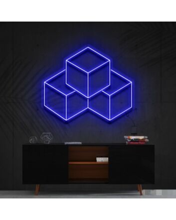 3D Cubes Neon Sign for Geometric Art Lovers
