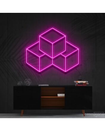 3D Cubes Neon Sign for Geometric Art Lovers