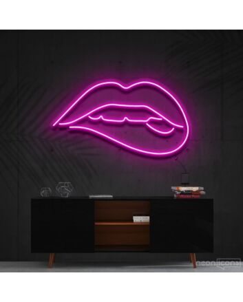 Lips Biting Neon Sign for Bold and Artistic Decor
