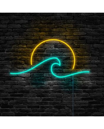 Wave Neon Sign for Nature and Coastal Decor