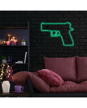 Gun Neon Sign for Bold and Edgy Decor