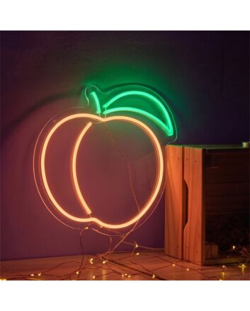 Peach Neon Sign for Whimsical and Nature Decor