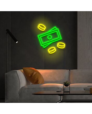 Money Neon Sign for Wealth Themed Decor