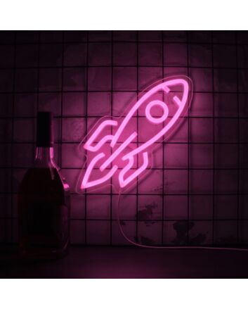 Rocket Ship Neon Sign Ideal for space-themed rooms and kids' spaces