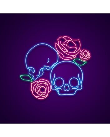 Skull With Roses Neon Sign Add an edgy touch to your decor