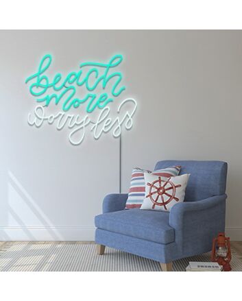 Beach More Worry Less Neon Sign Perfect for coastal and beach-themed decor