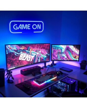 Game On Deep Blue Neon Sign Teen Dorm Room