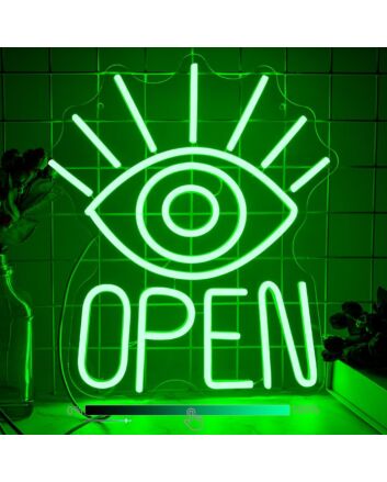 Green Open Eyes Neon Sign Teen Dorm Room Art