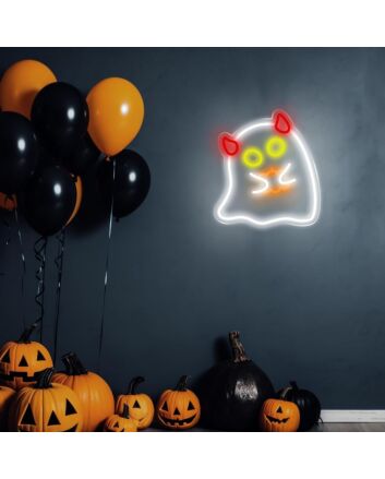Halloween Hand Held Pumpkin Imp Neon Sign Spooky Season