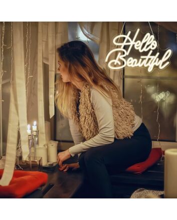 Hello Beautiful Neon Sign Bedroom Inspiration