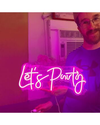 Let's Party Deep Pink Neon Sign Celebration Time
