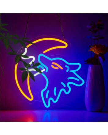 Wolf in the Moonlight Neon Sign Mystical Decor