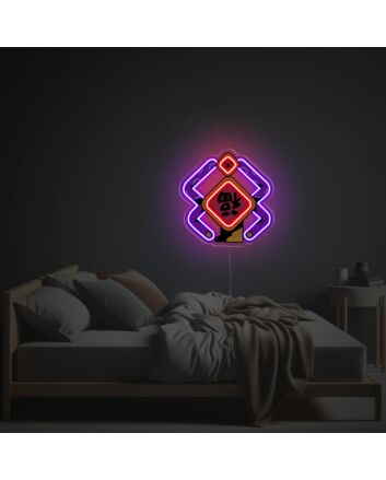 The phrase "Happiness Couplet Guy LED Neon Acrylic Artwork" is already in English.