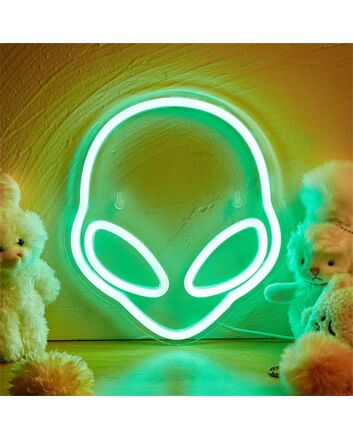 Elevate Your Space: Alien Shape LED Neon Sign for Trendy Home Decor, Cool Office Ambiance, and Unique Bar Atmosphere