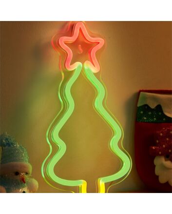 Brighten Your Holidays: Back Plate LED Neon Sign Light Christmas Tree for Festive Home, Office, and Store Decorations.
