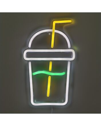 Brighten Up Your Bar, Cafe or Home Decor with the Beverage Cup Wall LED Neon Sign Light - Perfect for Parties and Weddings!