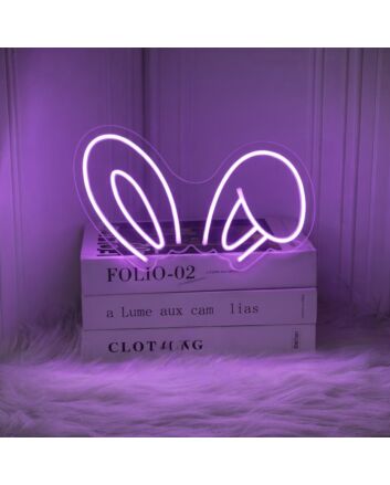 Brighten Up Your Space: Bunny Ears LED Neon Sign for Home Decor, Parties, and Themed Events