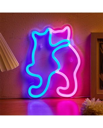 Brighten Up Your Space: Cat Shaped Blue LED Neon Sign Perfect for Home Decor, Bars, and Quirky Weddings.