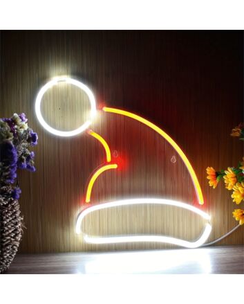 Brighten Your Festive Celebrations and Decor: Christmas Hat Flex Silicone LED Neon Sign for Home, Office, Stores, and Holiday Parties
