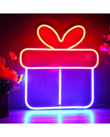 Brighten Your Holiday Spirit: Perfect for Home, Office, and Store Windows with the Christmas Present Decoration LED Neon Sign.