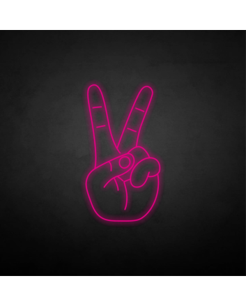 Peace hand symbol neon sign