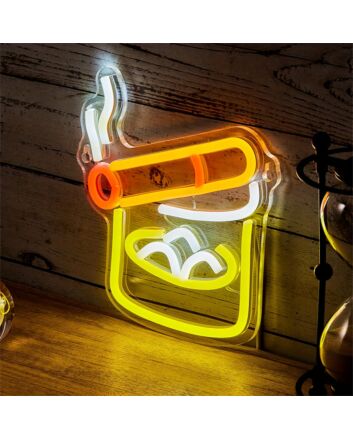 Elevate Your Bar, Storefront, or Party Atmosphere with the Cigarette Wine Glass Novelty Backboard LED Neon Light.