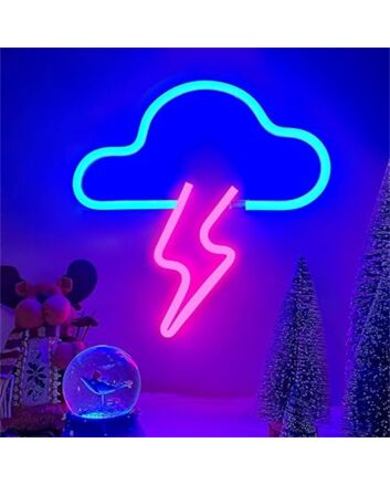 Brighten Up Any Space from Bars to Bedrooms with the Cloudy With Lightning LED Neon Sign.