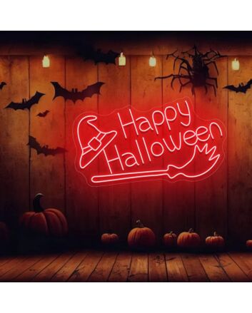 Happy Halloween Neon Sign, LED Sign for Halloween Door Decoration