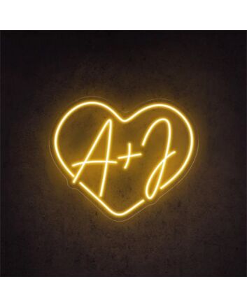 Brighten Your Wedding, Home, or Anniversary Party with the Personalized Charm of Custom Initials Heart A J Wedding LED Neon Sign.