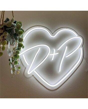 Elevate your wedding, anniversary, and romantic evenings with the Custom Initials Heart D P Wedding LED Neon Sign.