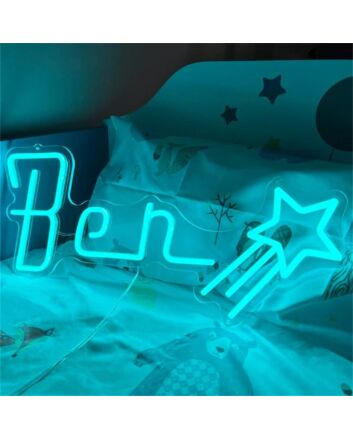 Brighten Your Celebrations: Customized LED Neon Light Name Ben With Star Birthday LED Neon Sign - Perfect for Weddings, Birthdays, and Home Decor.