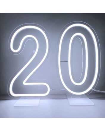 Brighten Up Your 20th Birthday Bash, Home Decor, or Office with a Customized LED Neon Light Number 20 Birthday LED Neon Sign