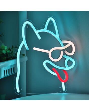 Brighten Your Space with Style: The Husky Dog Wear Sunglasses LED Neon Sign for Bars, Parties, and Chic Home Decor.