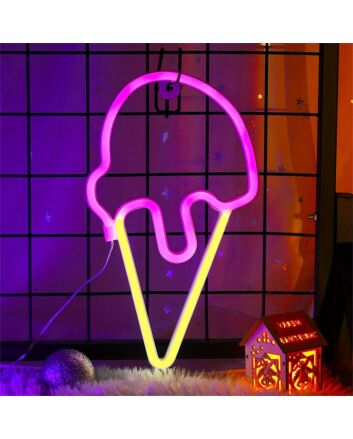 Brighten Up Your Space: Ice Cream LED Neon Sign USB Powered for Home Decor, Bars, and Birthday Celebrations