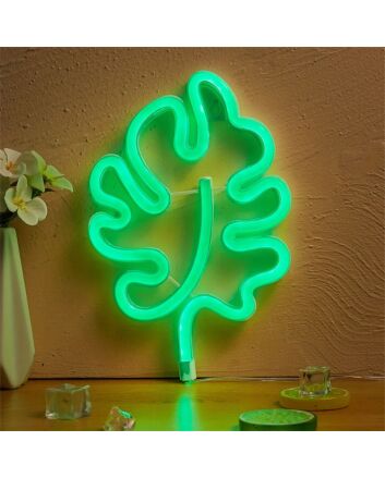 Brighten Your Space: Leaf Shape Green LED Neon Sign for Home Decor, Office Ambiance, or Vibrant Bar Settings