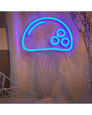 Add a Mesmerizing Glow to Your Space: LED Neon Sign Jellyfish Shaped Night Lights Perfect for Home Decor, Bars, and Special Events.