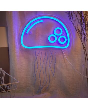 Add a Mesmerizing Glow to Your Space: LED Neon Sign Jellyfish Shaped Night Lights Perfect for Home Decor, Bars, and Special Events.