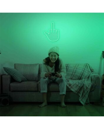 Infuse Edgy Vibes into Your Home, Office, or Bar with the Middle Finger LED Neon Sign.