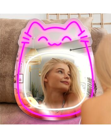 Enhance Your Home, Office, or Store Ambiance with the Enchanting Glow of Mirror Cat LED Neon Sign.