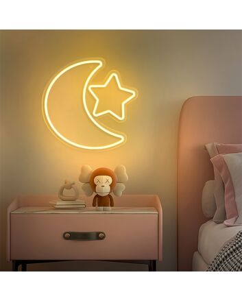 Add a celestial touch to your home, office, or event with the Mini Moon Star LED Neon Sign.