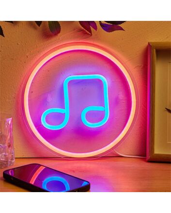 Enhance Your Space: Note LED Neon Sign perfect for Home Decor, Bars, and Music Events.