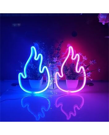Brighten Your Space: Pink Flame LED Neon Sign Perfect for Home Decor, Bars, and Weddings