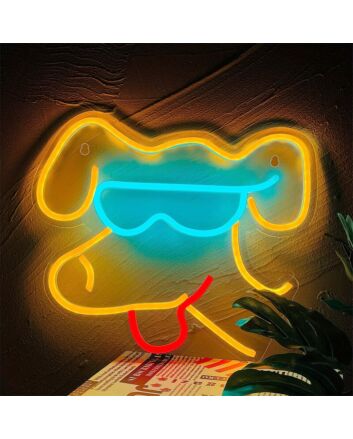 Brighten Up Your Space: Perfect for Home Decor, Bars, and Pet Shops with the Puppy with Glasses LED Neon Sign.