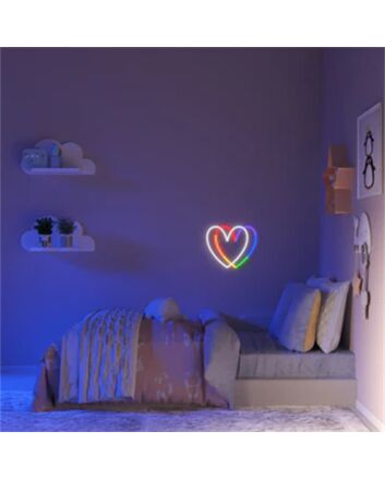 Brighten Up Your Space: Rainbow Heart LED Neon Sign for Weddings, Bars, and Home Décor