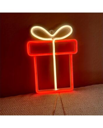 Brighten Up Celebrations and Spaces: Red Gift Box LED Neon Sign for Weddings, Parties, and Home Decor
